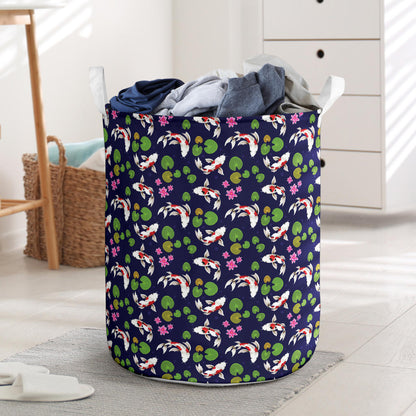 Koi Carp Pattern Design Themed Print Laundry Basket