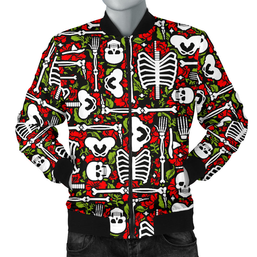 Skeleton Pattern Print Men Bomber Jacket