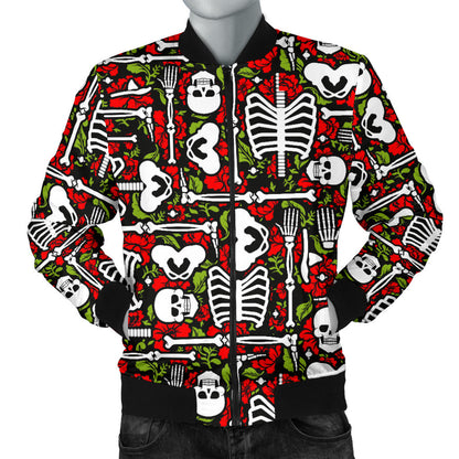 Skeleton Pattern Print Men Bomber Jacket