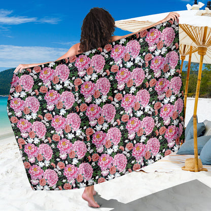 Dahlia Pattern Print Design 02 Sarong Pareo Wrap
