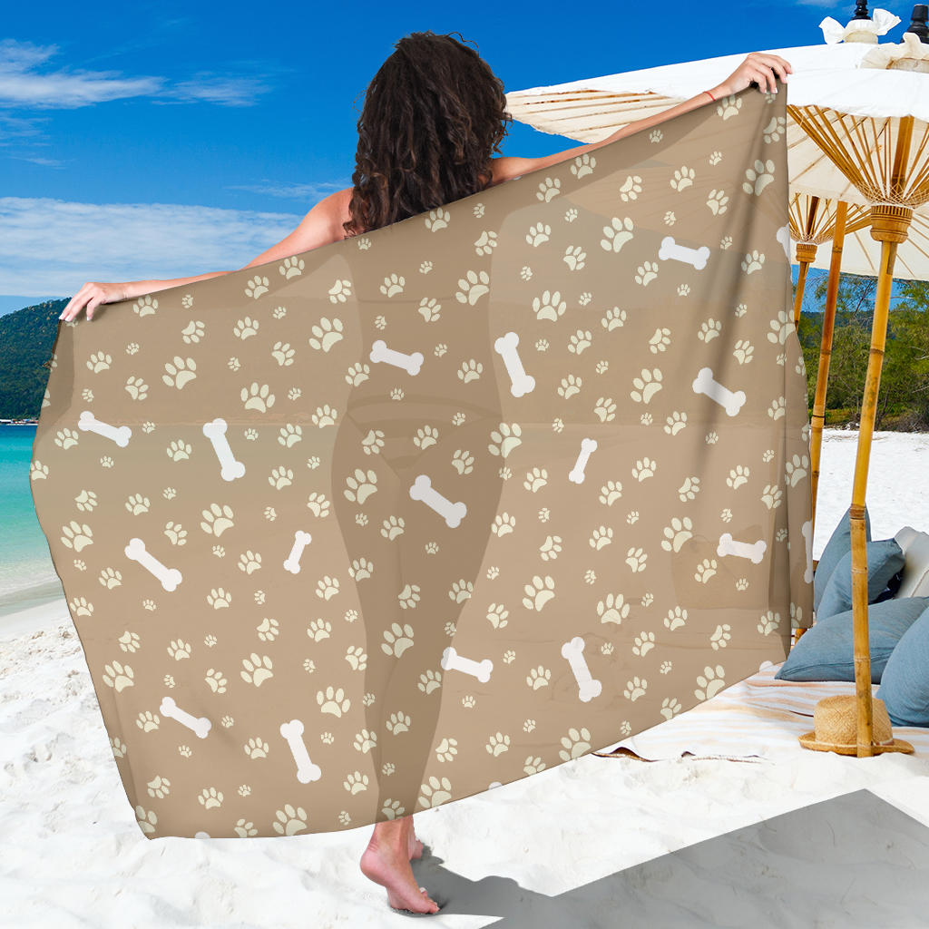 Dog Bone Paw Pattern Print Design 01 Sarong Pareo Wrap