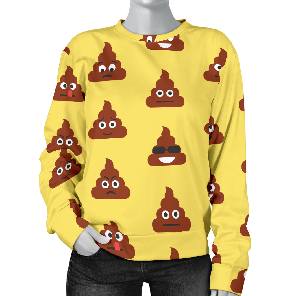 Emoji Poop Print Pattern Women Long Sleeve Sweatshirt