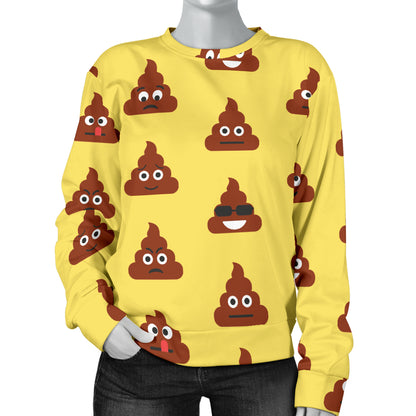 Emoji Poop Print Pattern Women Long Sleeve Sweatshirt
