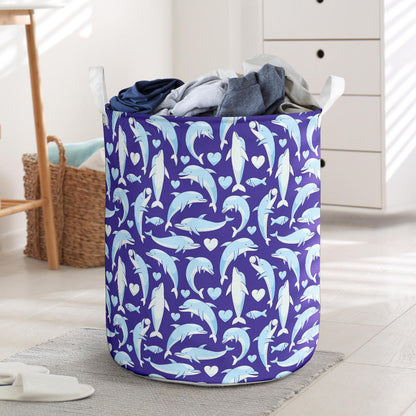 Dolphin Smile Print Pattern Laundry Basket