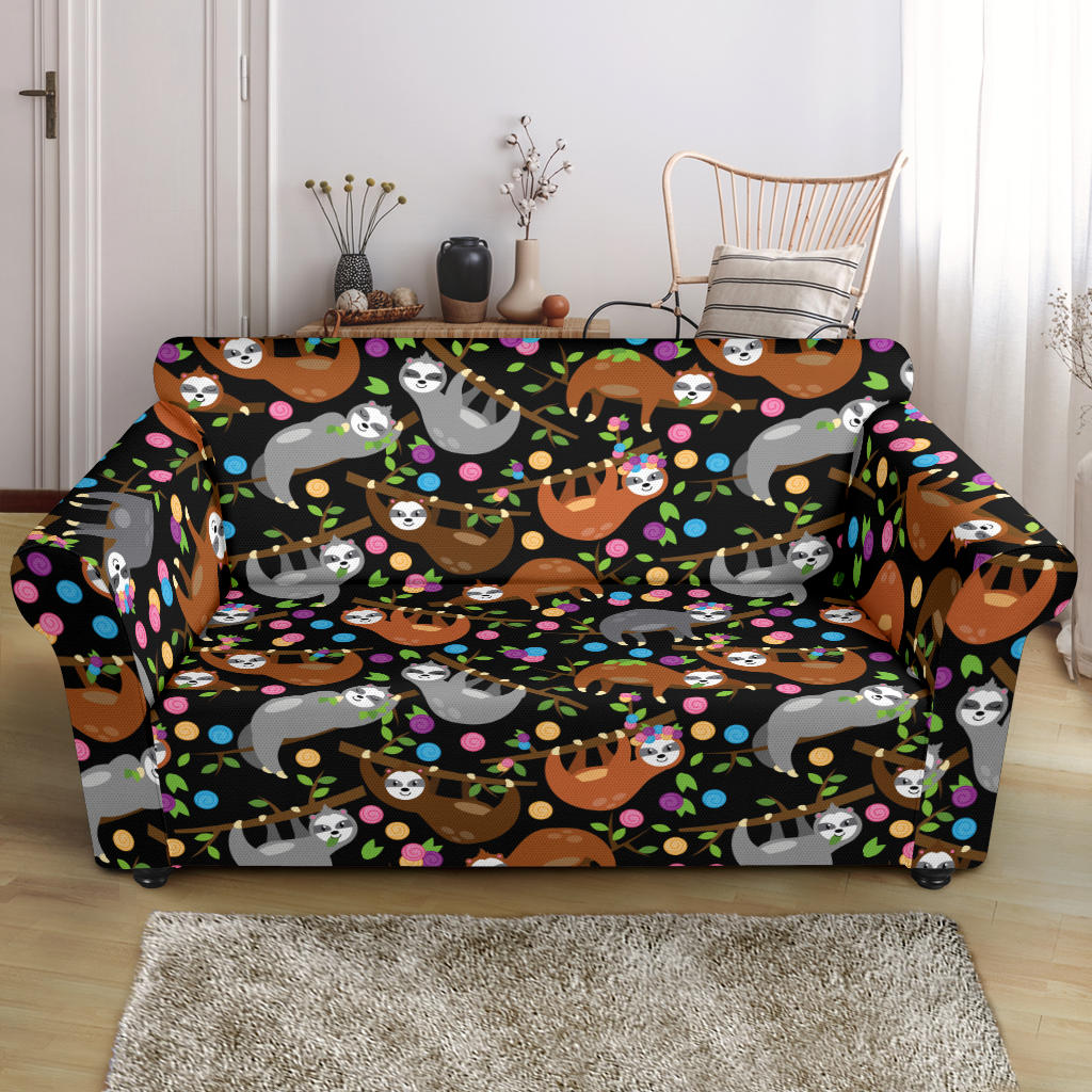 Sloth Print Design LKS306 Loveseat Couch Slipcover