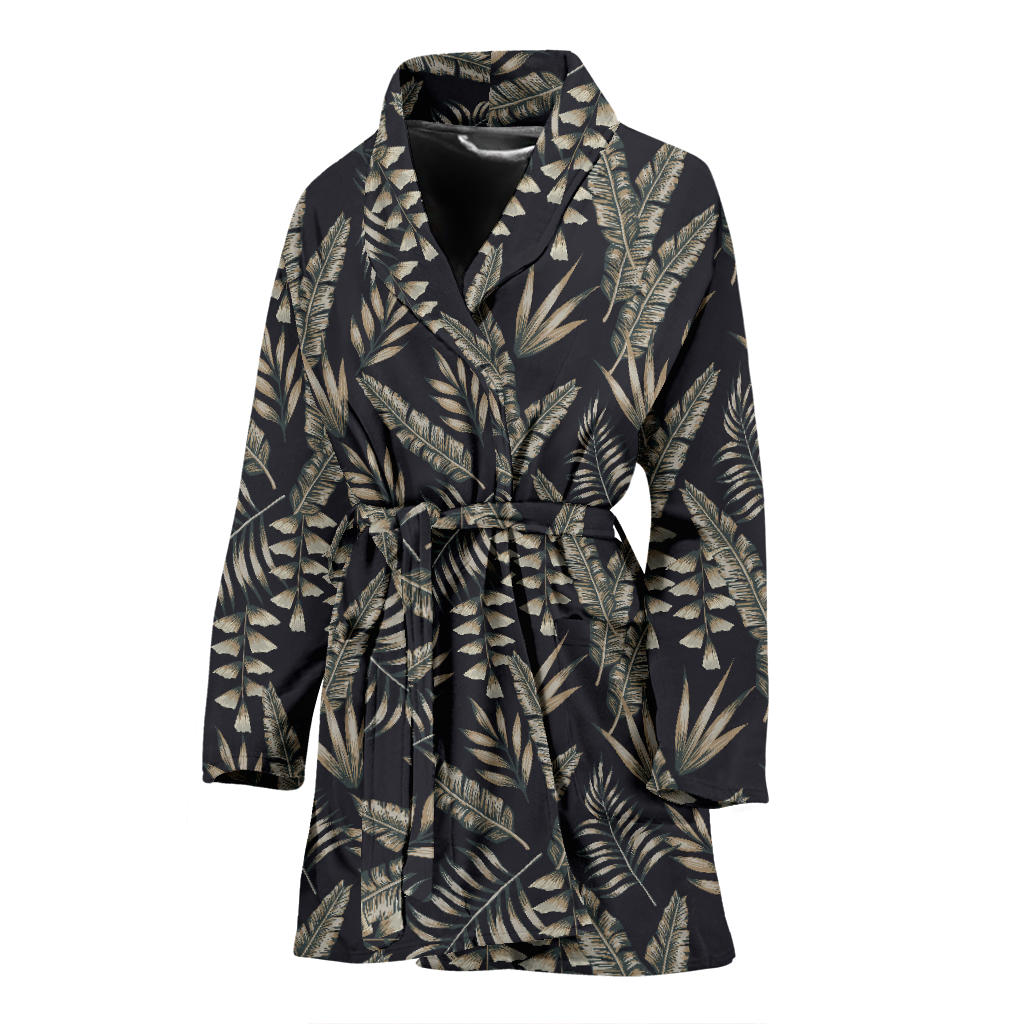 Banana Leaf Pattern Print Design 07 Women Bathrobe