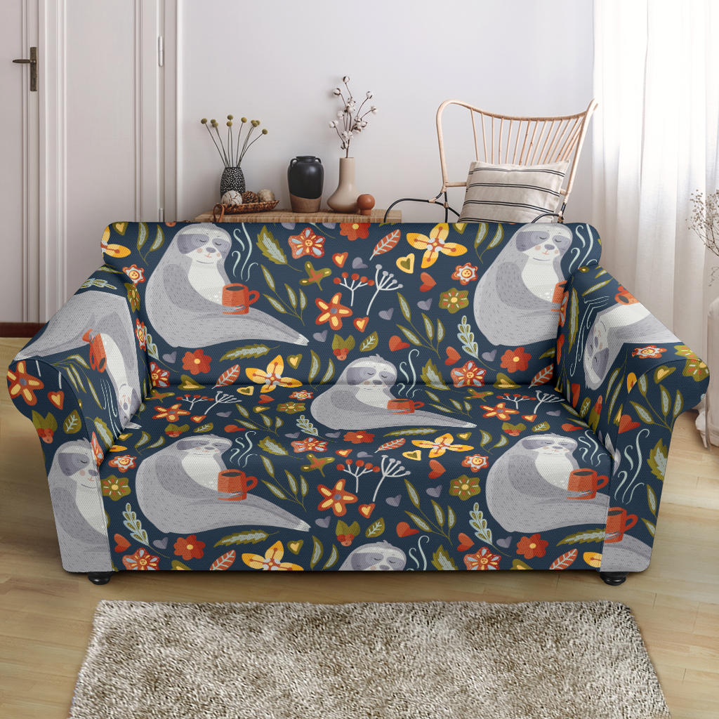 Sloth Print Design LKS303 Loveseat Couch Slipcover