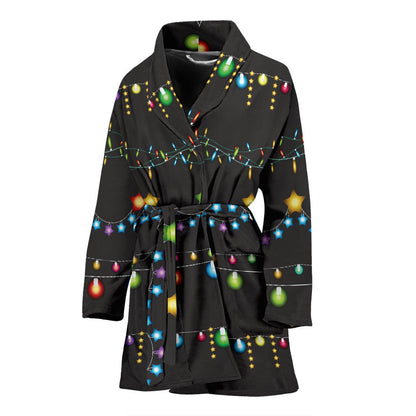 Christmas Light Pattern Print Design 01 Women Bathrobe