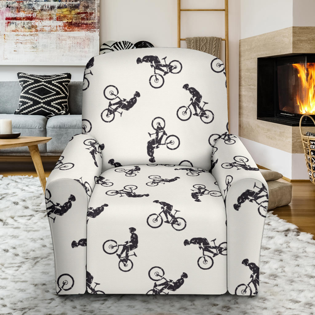 Mountain bike Pattern Print Design 01 Recliner Slipcover with Pocket