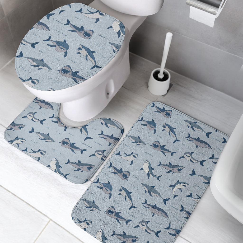 Shark Print Design LKS304 Bathroom Mat Set