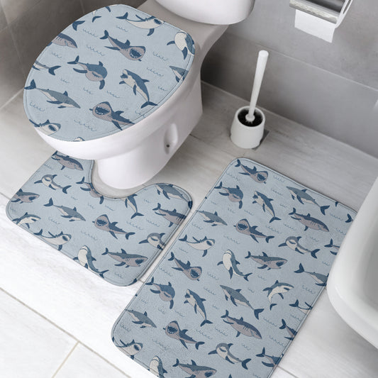 Shark Print Design LKS304 Bathroom Mat Set