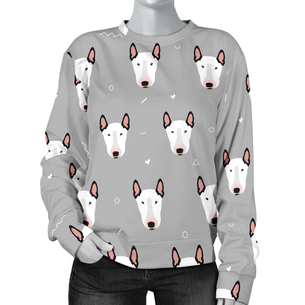 Bull Terrier Head Print Pattern Women Long Sleeve Sweatshirt