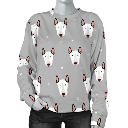Bull Terrier Head Print Pattern Women Long Sleeve Sweatshirt