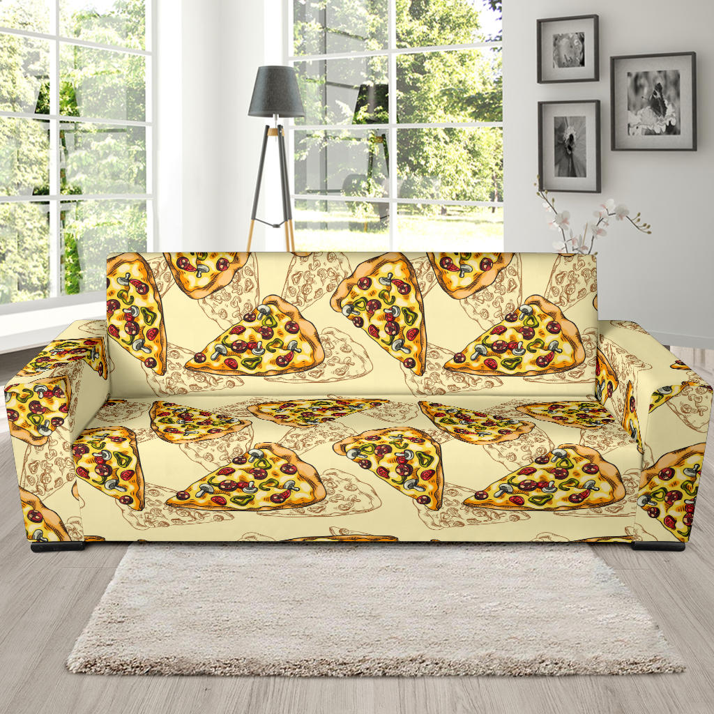 Pizza Pattern Print Design A01 Sofa Slipcover