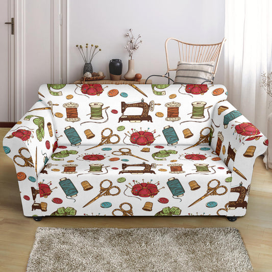 Sewing Equipment Print Design LKS304 Loveseat Couch Slipcover