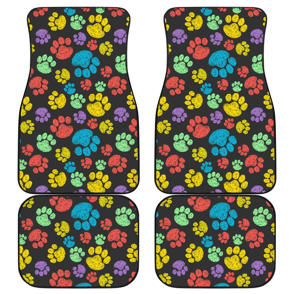 Paw Colorful Print Car Floor Mats Front Back