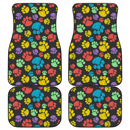 Paw Colorful Print Car Floor Mats Front Back