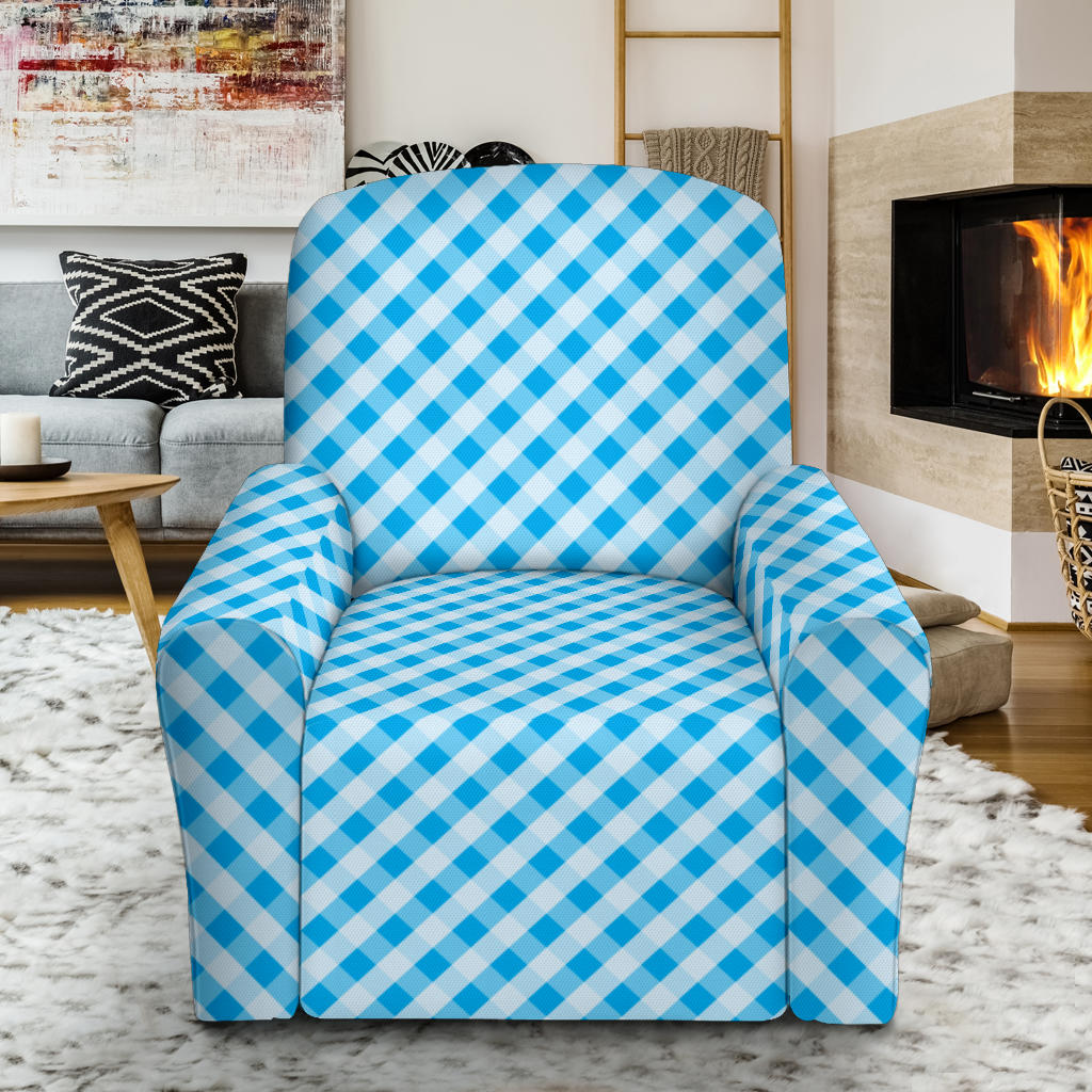 Gingham Print Design LKS401 Recliner Slipcover with Pocket