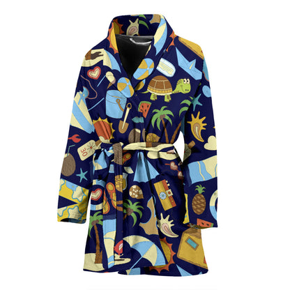 Beach Themed Pattern Print Design 04 Women Bathrobe