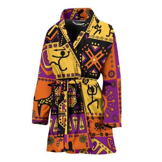 African Pattern Print Design 02 Women Bathrobe