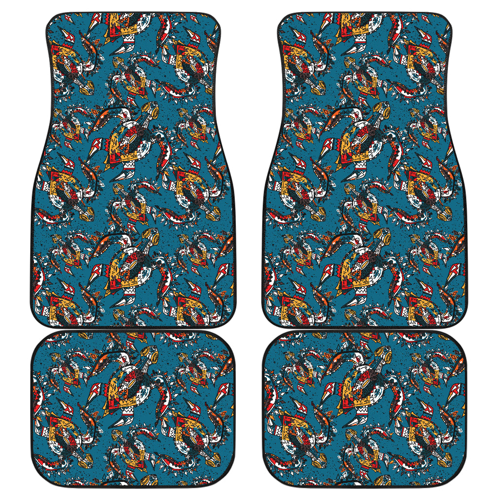 Sea Turtle Tribal Colorful Hand Drawn Car Floor Mats Front Back