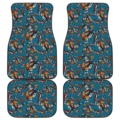 Sea Turtle Tribal Colorful Hand Drawn Car Floor Mats Front Back