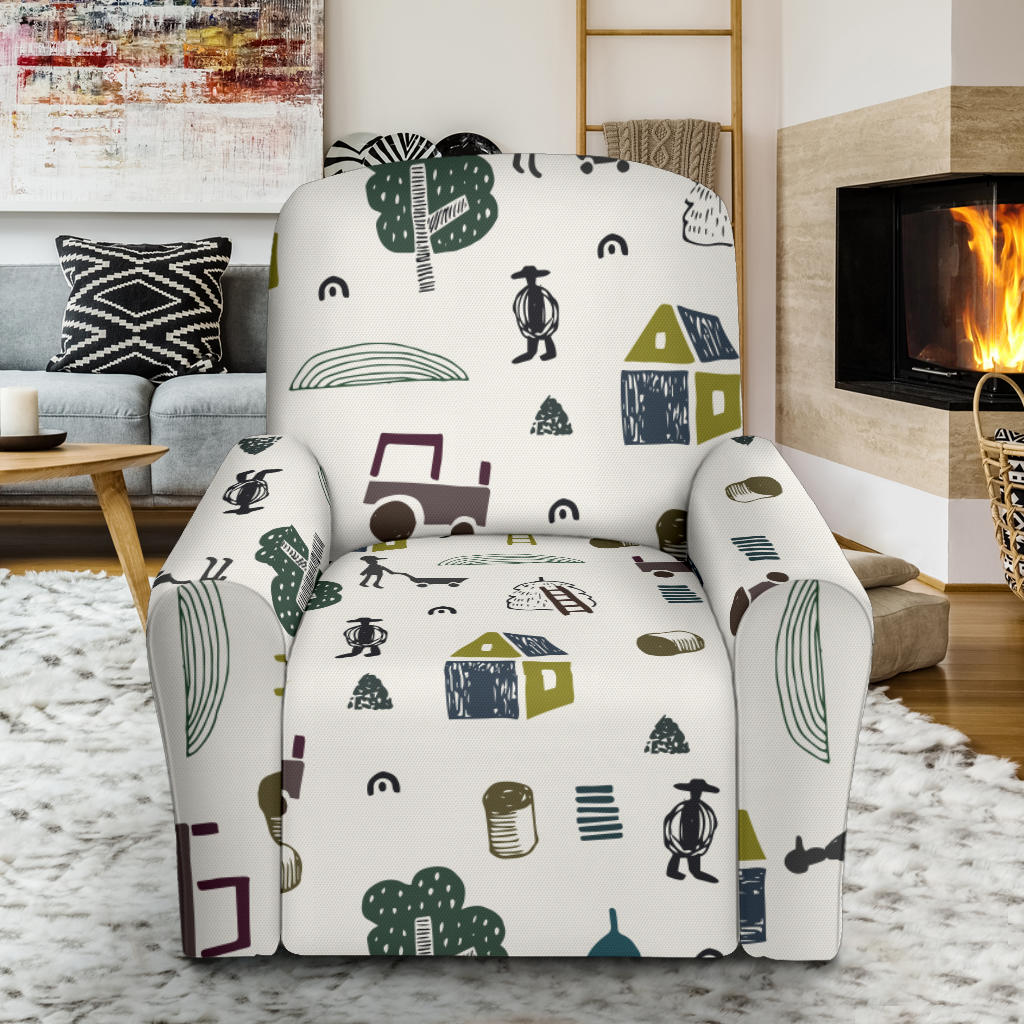 Agricultural Farm Print Design 01 Recliner Slipcover with Pocket