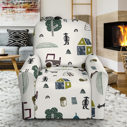 Agricultural Farm Print Design 01 Recliner Slipcover with Pocket