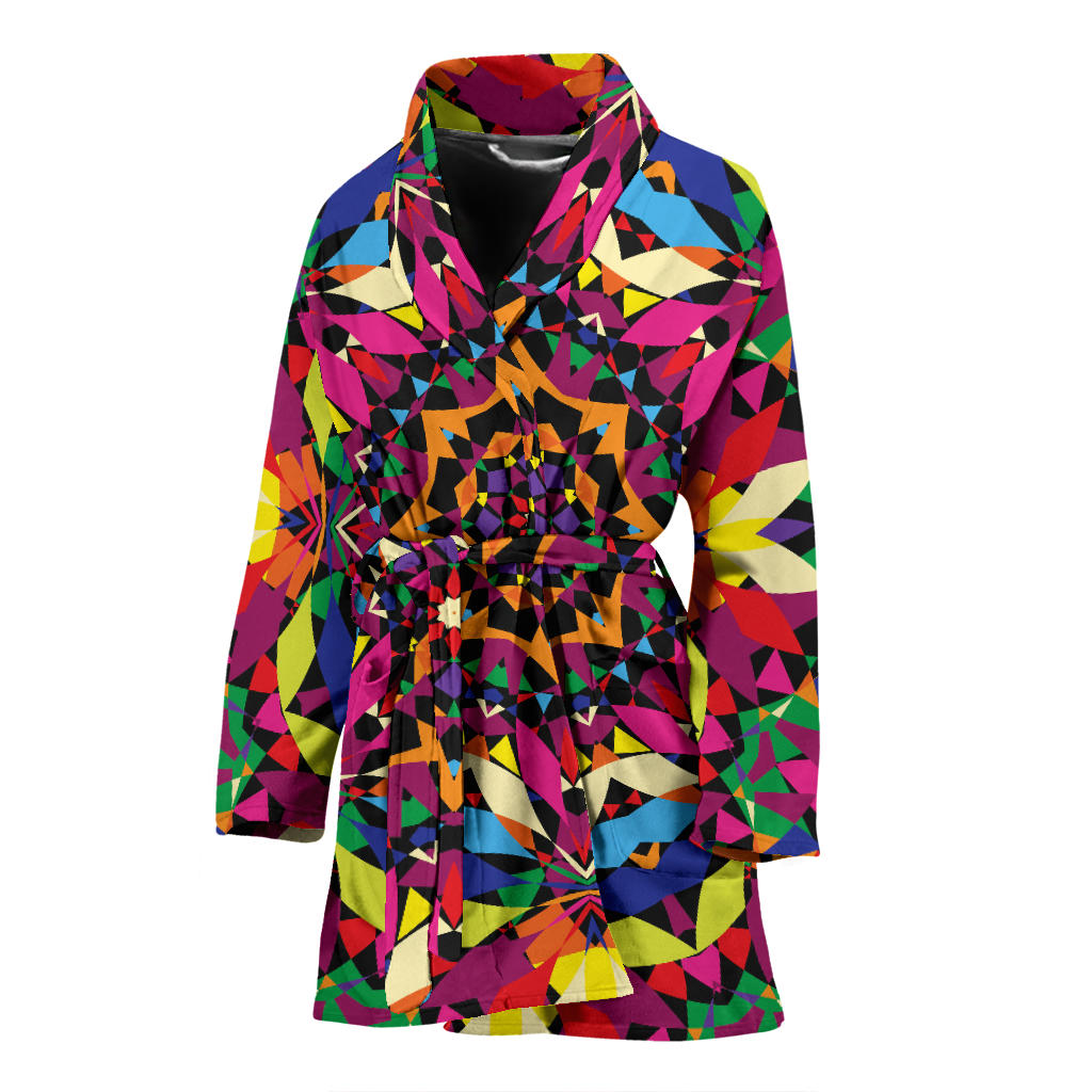 Kaleidoscope Pattern Print Design 02 Women Bathrobe
