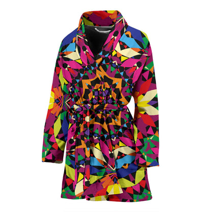 Kaleidoscope Pattern Print Design 02 Women Bathrobe