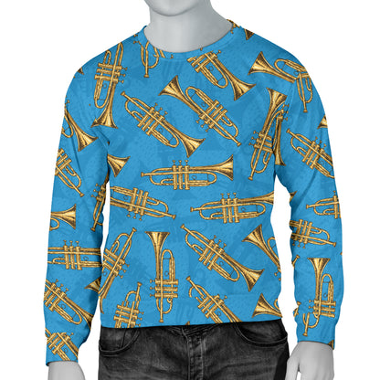 Trumpet Golden Pattern Themed Print Men Long Sleeve Sweatshirt