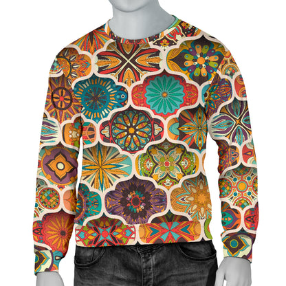 Mandala Mosaic Themed Design Print Men Long Sleeve Sweatshirt