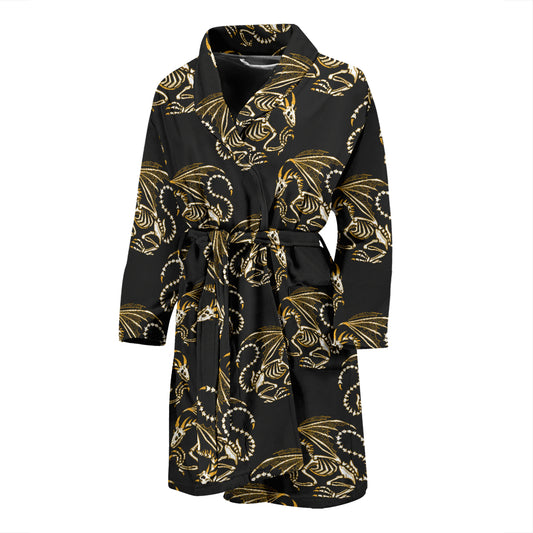 Skeleton Dragon Print Design LKS306 Men Bathrobe