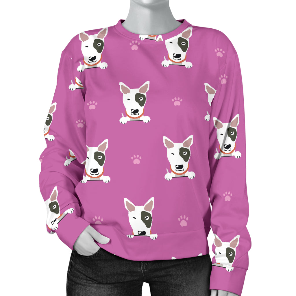 Bull Terrier Happy Print Pattern Women Long Sleeve Sweatshirt
