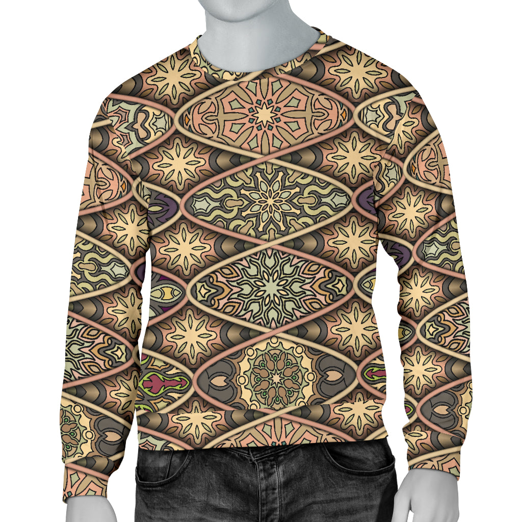 Mandala Motif Themed Design Print Men Long Sleeve Sweatshirt