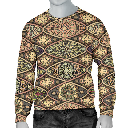Mandala Motif Themed Design Print Men Long Sleeve Sweatshirt