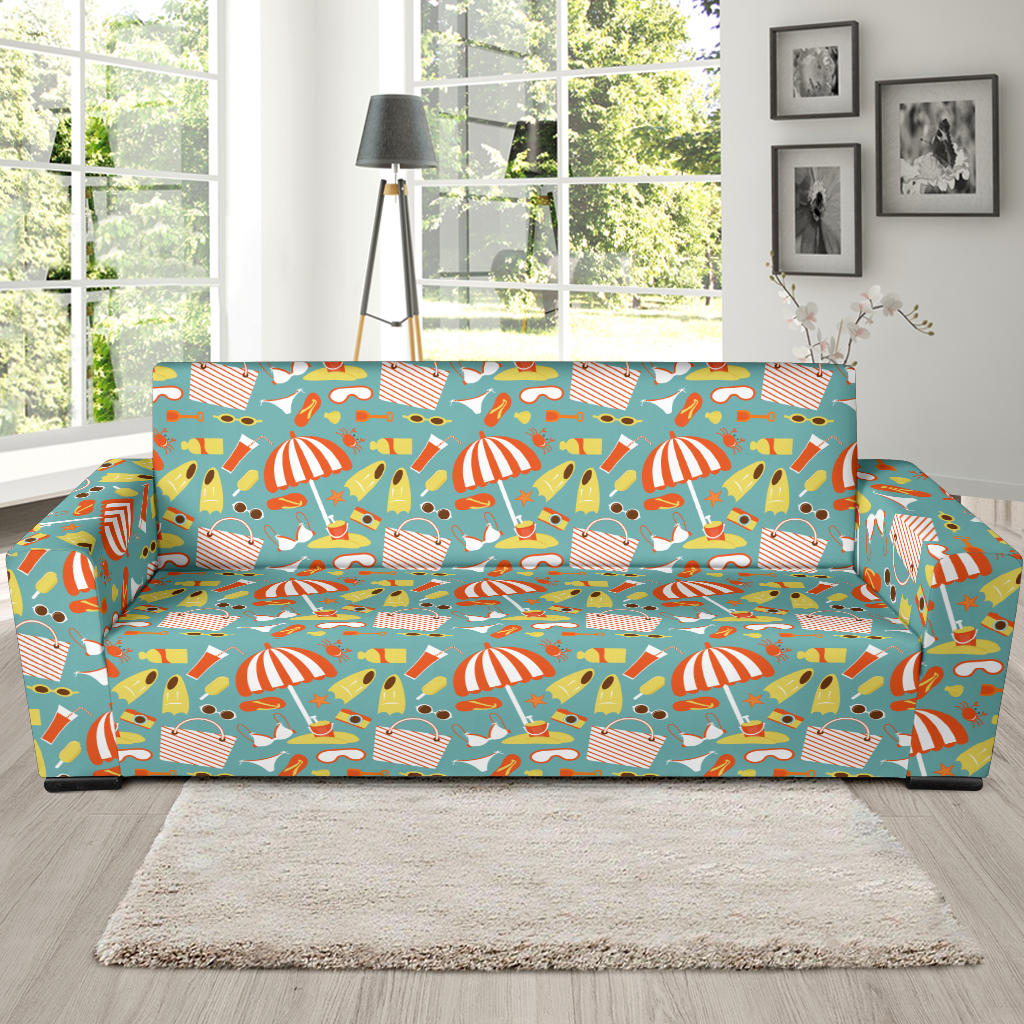 Beach Scene Pattern Print Design 02 Sofa Slipcover