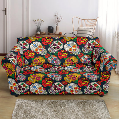 Sugar Skull Print Design LKS306 Loveseat Couch Slipcover