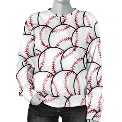Baseball Pattern Women Long Sleeve Sweatshirt