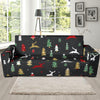 Christmas Tree Deer Style Pattern Print Design 03 Sofa Slipcover