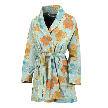 Bear Pattern Print Design 02 Women Bathrobe
