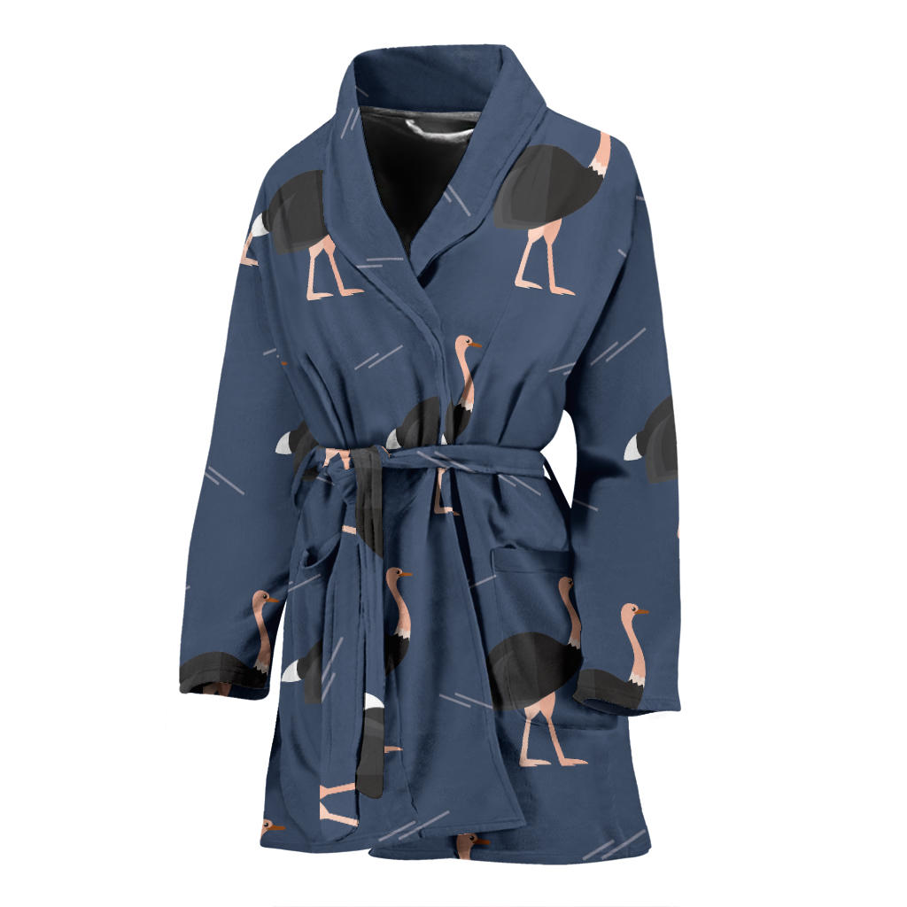 Ostrich Pattern Print Design 04 Women Bathrobe