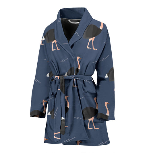 Ostrich Pattern Print Design 04 Women Bathrobe