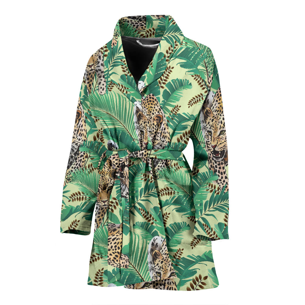 Leopard Pattern Print Design 03 Women Bathrobe