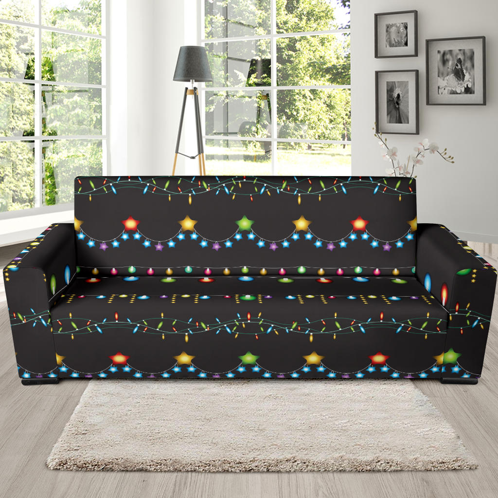 Christmas Light Pattern Print Design 01 Sofa Slipcover