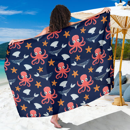Octopus Pattern Print Design A04 Sarong Pareo Wrap