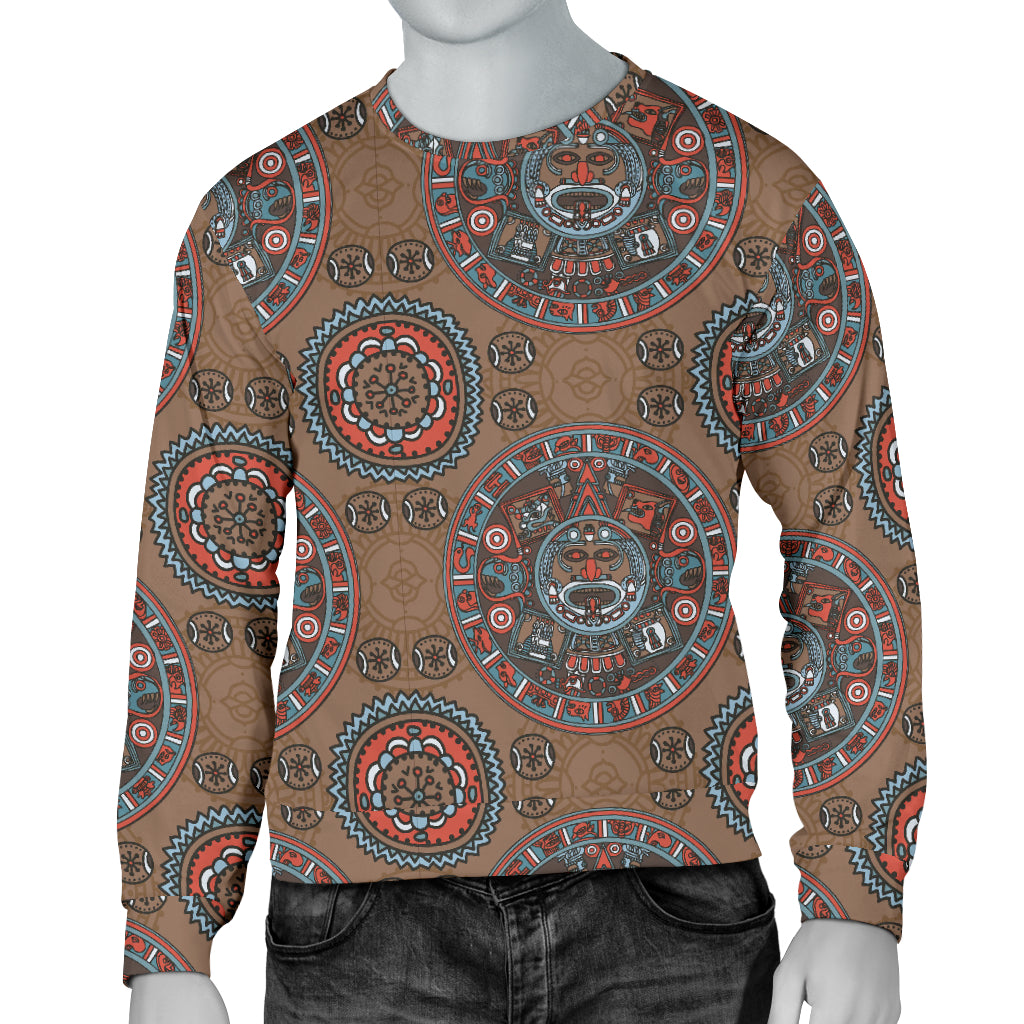 Calendar Aztec Design Print Pattern Men Long Sleeve Sweatshirt