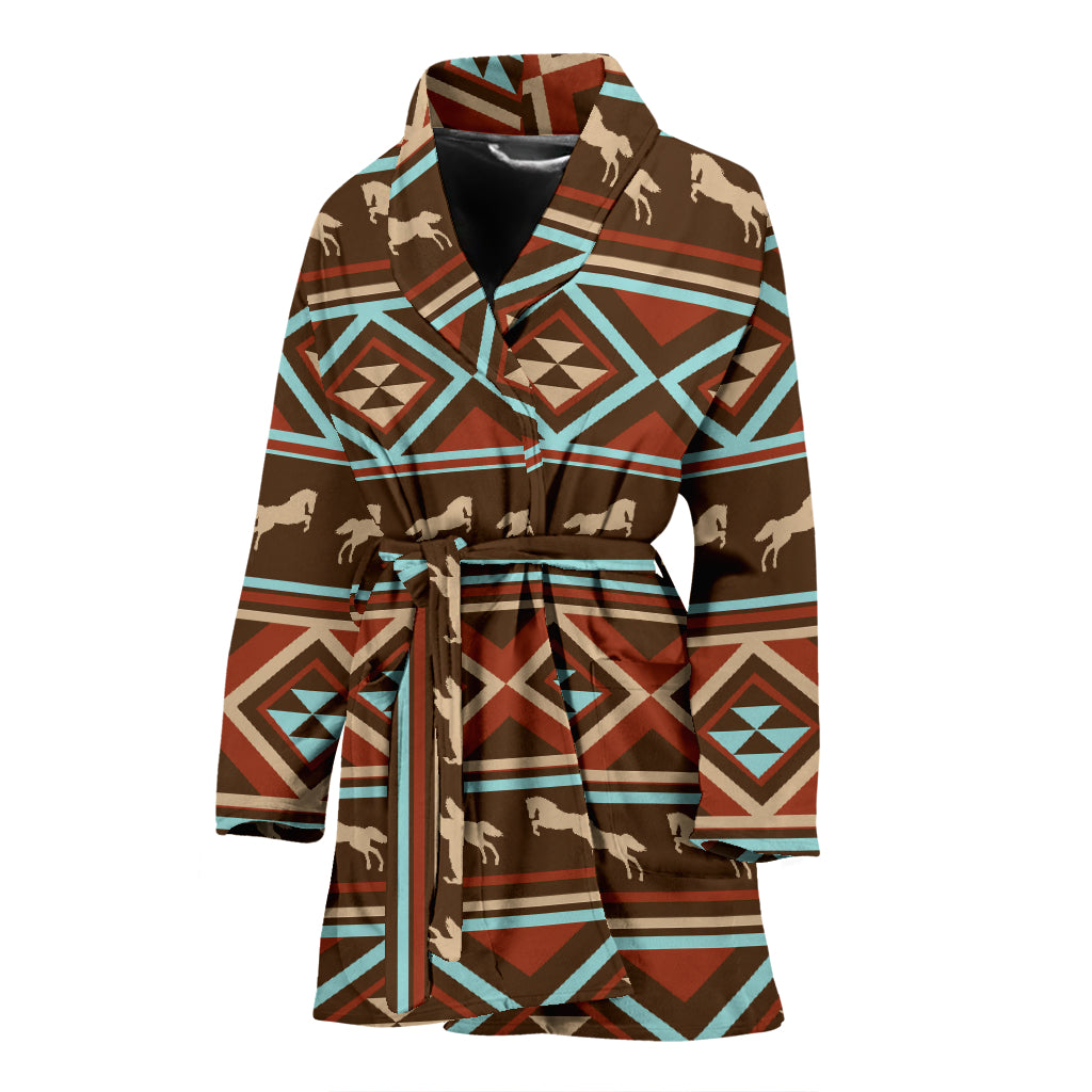 Western Horse Pattern Print LKS301 Women Bathrobe