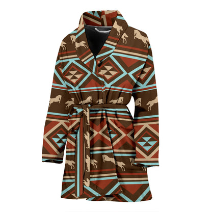 Western Horse Pattern Print LKS301 Women Bathrobe