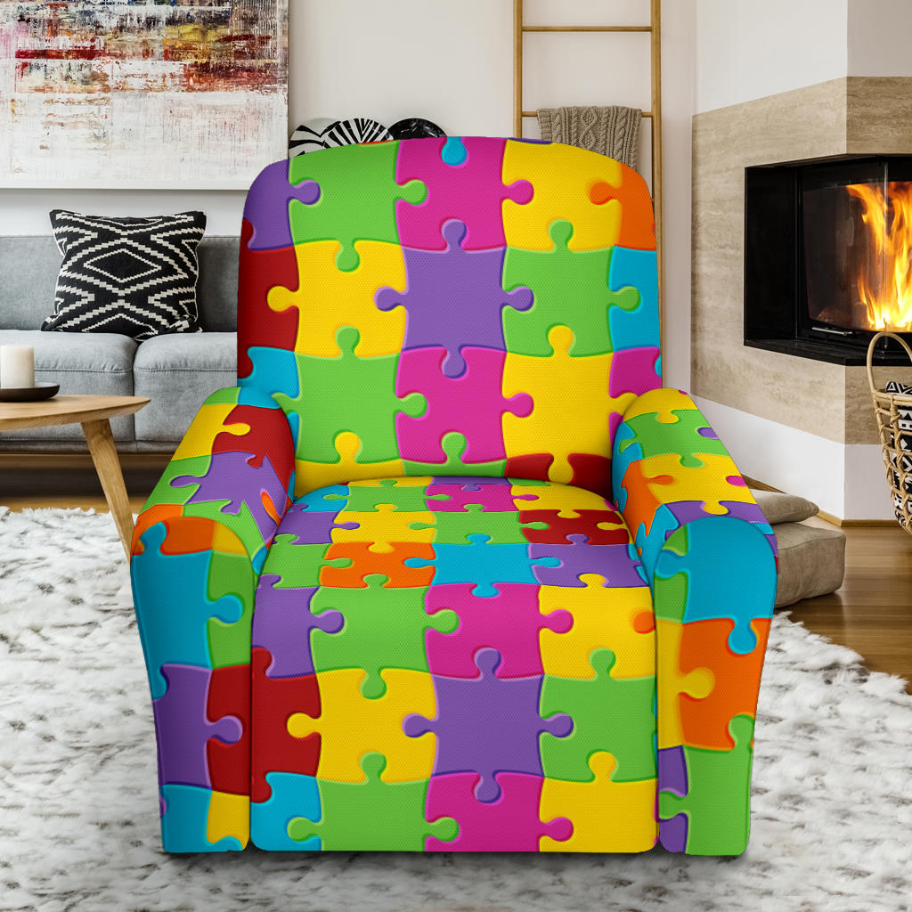 Autism Awareness Pattern Print Design 02 Recliner Slipcover with Pocket